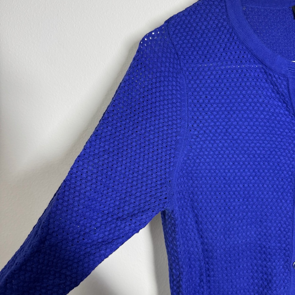 The Limited Cardigan Size Medium Royal Blue Purple Open Knit 3/4 Sleeves Sweater - Picture 2 of 8